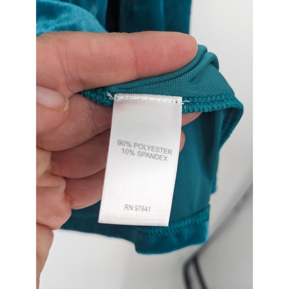 J Jill Crushed Velvet Top Womens Medium Teal Green Blouse Mature Spring Casual - Picture 4 of 9